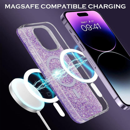 Husa MagSafe pentru Apple iPhone 16 Plus, Techsuit, Sparkly Glitter, Roz