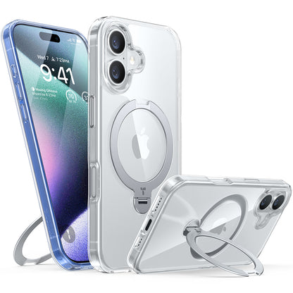 Husa MagSafe pentru Apple iPhone 16 Plus, Torras, Ostand Spin, Transparenta