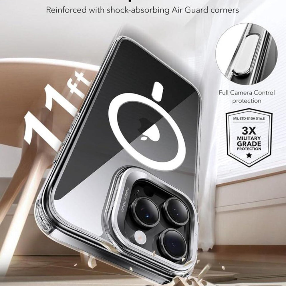 Husa MagSafe pentru Apple iPhone 16 Pro, ESR, Classic Hybrid Kickstand Slide, Transparenta