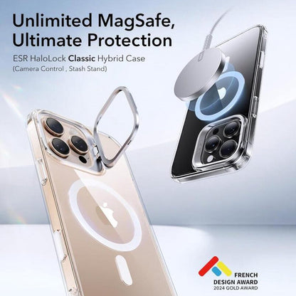 Husa MagSafe pentru Apple iPhone 16 Pro, ESR, Classic Hybrid Kickstand Slide, Transparenta