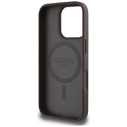 Husa MagSafe pentru Apple iPhone 16 Pro, Guess, 4G Circle Classic Logo, Maro