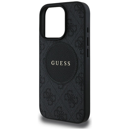 Husa MagSafe pentru Apple iPhone 16 Pro, Guess, 4G Circle Classic Logo, Neagra