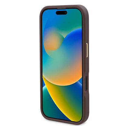 Husa MagSafe pentru Apple iPhone 16 Pro, Guess, 4G Logo Plate, Roz