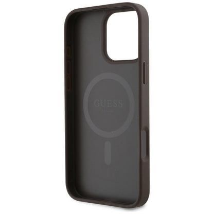 Husa MagSafe pentru Apple iPhone 16 Pro, Guess, 4G Small and Classic Logo, Maro