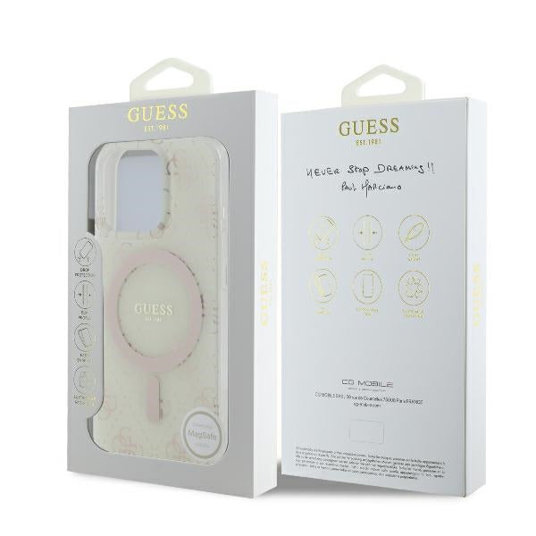 Husa MagSafe pentru Apple iPhone 16 Pro, Guess, IML 4G Background, Alba