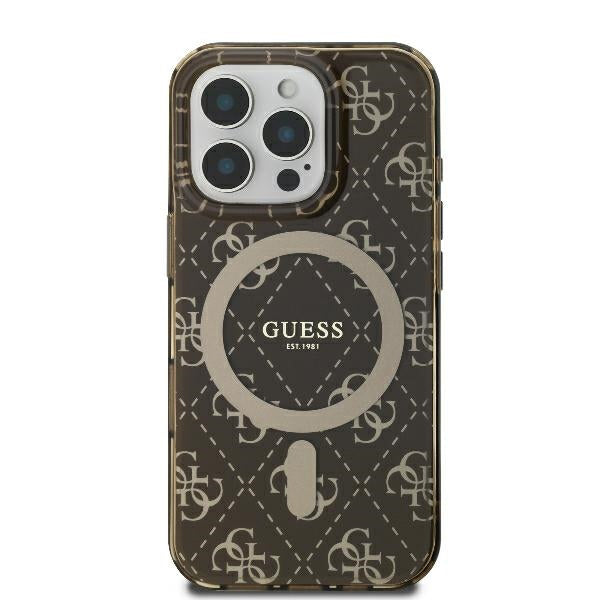 Husa MagSafe pentru Apple iPhone 16 Pro, Guess, IML 4G Background, Maro