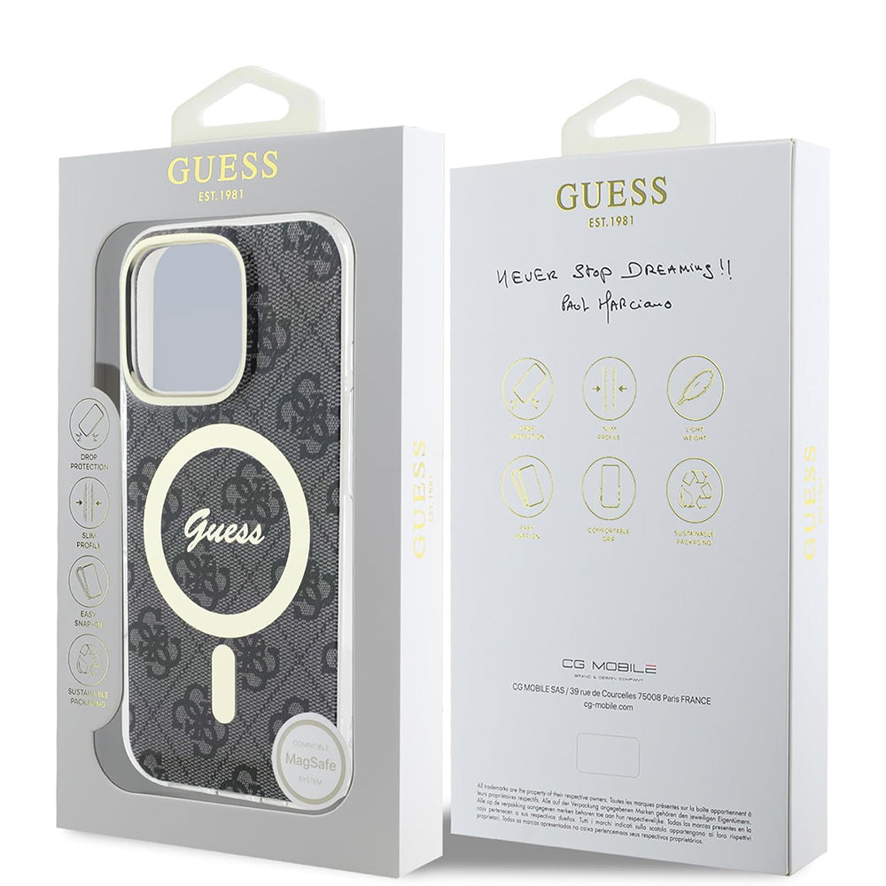 Husa MagSafe pentru Apple iPhone 16 Pro, Guess, IML 4G, Neagra