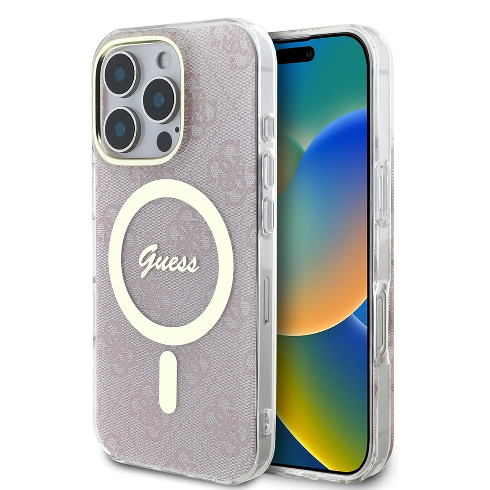 Husa MagSafe pentru Apple iPhone 16 Pro, Guess, IML 4G, Roz