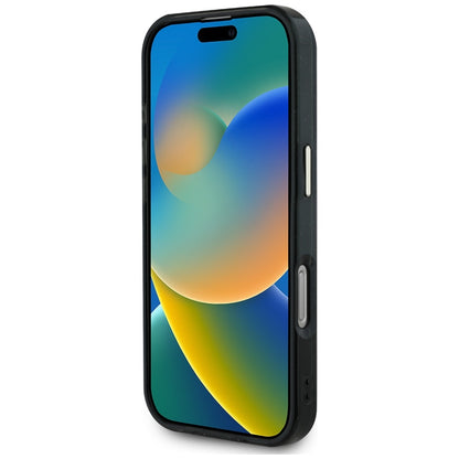 Husa MagSafe pentru Apple iPhone 16 Pro, Guess, IML Glitter 4G Circle Triangle, Neagra