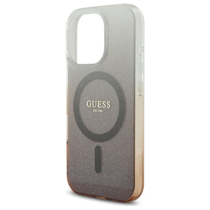 Husa MagSafe pentru Apple iPhone 16 Pro, Guess, IML Glitter Gradient, Maro