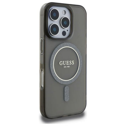 Husa MagSafe pentru Apple iPhone 16 Pro, Guess, IML Glitter Ring, Neagra
