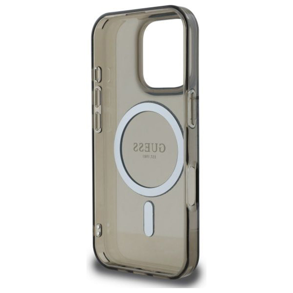 Husa MagSafe pentru Apple iPhone 16 Pro, Guess, IML Glitter Ring, Neagra