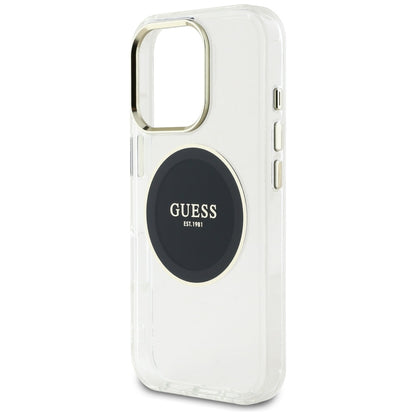 Husa MagSafe pentru Apple iPhone 16 Pro, Guess, IML Metal Colored Circle, Neagra