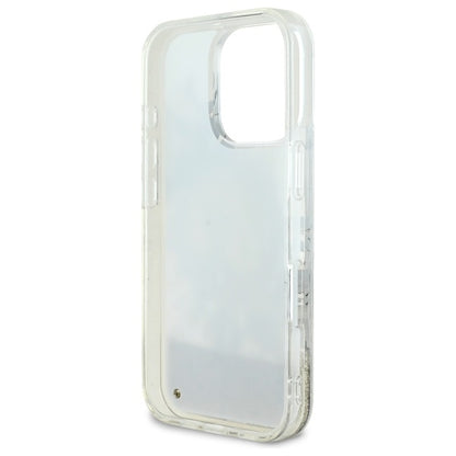 Husa MagSafe pentru Apple iPhone 16 Pro, Guess, Liquid Glitter Flower, Bej