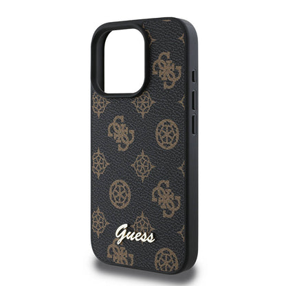 Husa MagSafe pentru Apple iPhone 16 Pro, Guess, Peony Script, Neagra