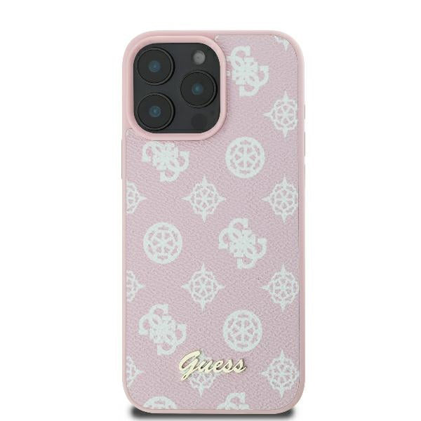Husa MagSafe pentru Apple iPhone 16 Pro, Guess, Peony Script, Roz