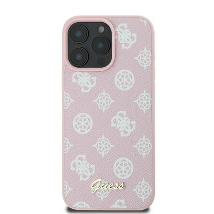 Husa MagSafe pentru Apple iPhone 16 Pro, Guess, Peony Script, Roz