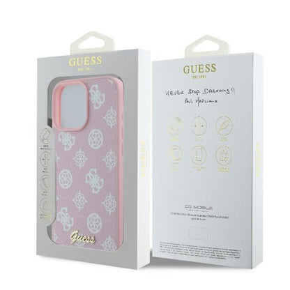 Husa MagSafe pentru Apple iPhone 16 Pro, Guess, Peony Script, Roz