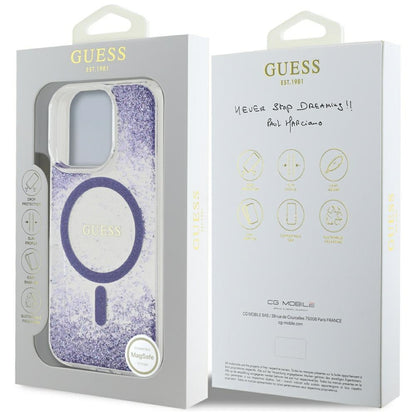 Husa MagSafe pentru Apple iPhone 16 Pro, Guess, Resin Bottom Glitter, Mov