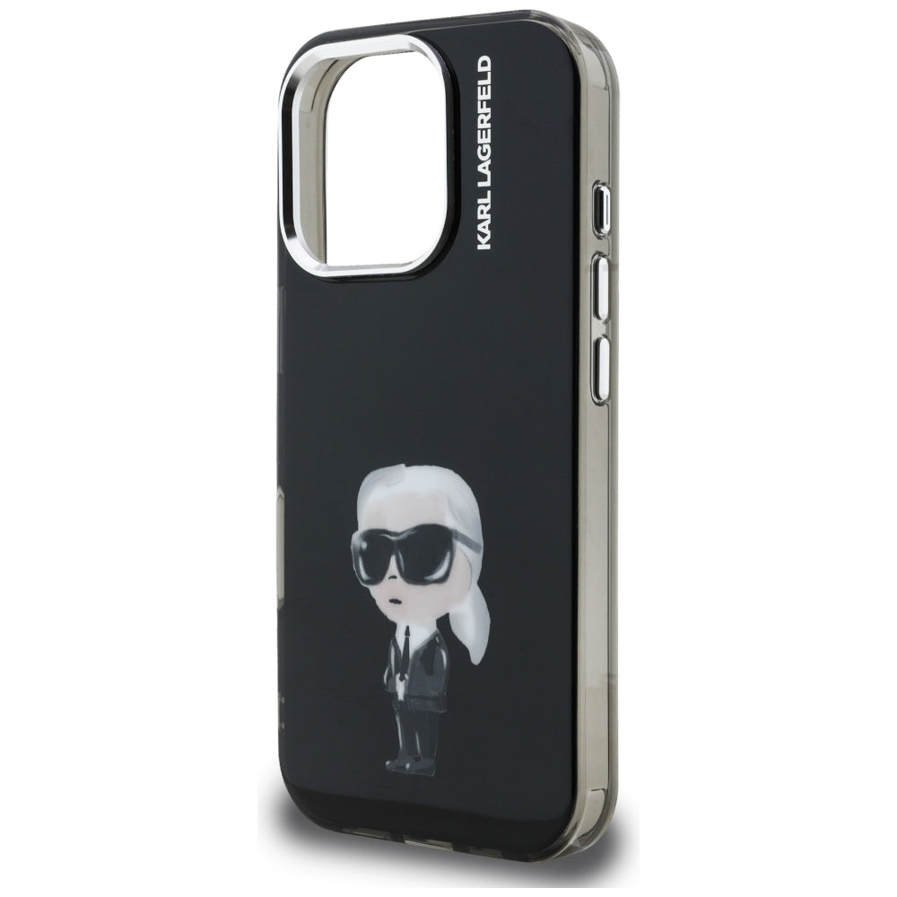 Husa MagSafe pentru Apple iPhone 16 Pro, Karl Lagerfeld, IML Aquarelle Logo Karl, Neagra