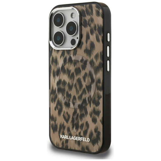 Husa MagSafe pentru Apple iPhone 16 Pro, Karl Lagerfeld, IML Leopard Pattern, Maro