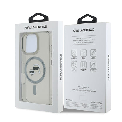 Husa MagSafe pentru Apple iPhone 16 Pro, Karl Lagerfeld, IML Metal Karl & Choupette's Heads, Neagra