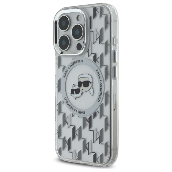 Husa MagSafe pentru Apple iPhone 16 Pro, Karl Lagerfeld, IML Monogram Karl & Choupette's Heads, Transparenta
