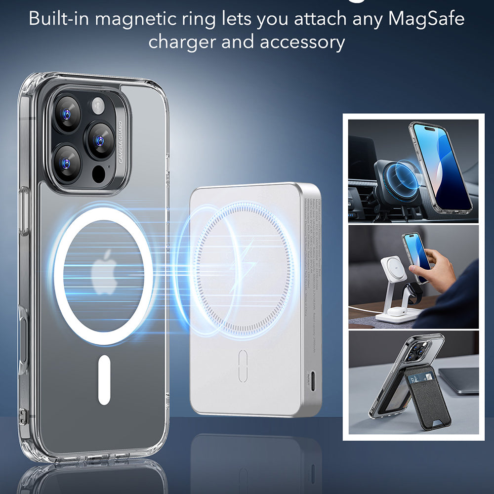 Husa MagSafe pentru Apple iPhone 16 Pro Max, ESR, Classic Hybrid, Transparenta Satinata