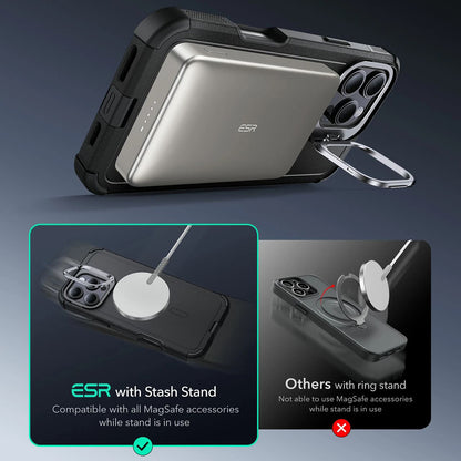 Husa MagSafe pentru Apple iPhone 16 Pro Max, ESR, Cyber Armor Kickstand, Verde