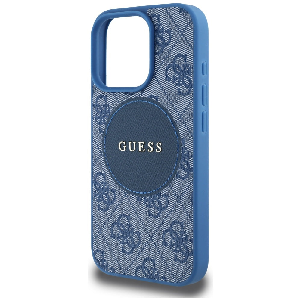 Husa MagSafe pentru Apple iPhone 16 Pro Max, Guess, 4G Circle Classic Logo, Albastra