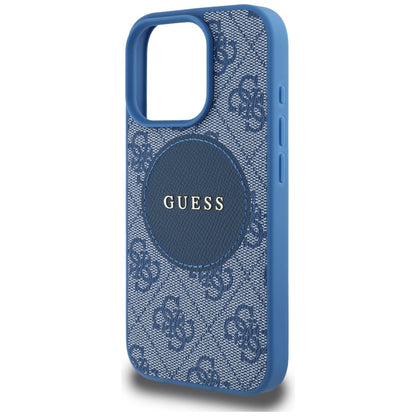 Husa MagSafe pentru Apple iPhone 16 Pro Max, Guess, 4G Circle Classic Logo, Albastra