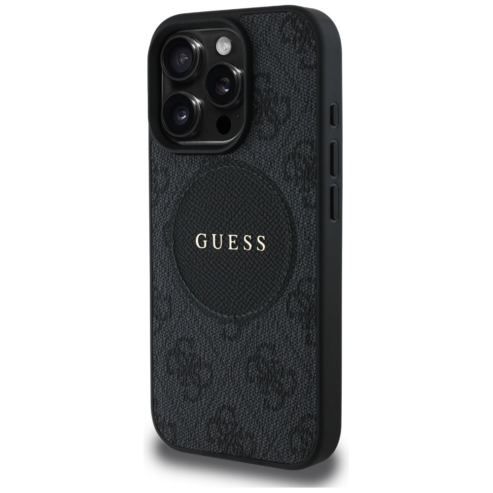 Husa MagSafe pentru Apple iPhone 16 Pro Max, Guess, 4G Circle Classic Logo, Neagra