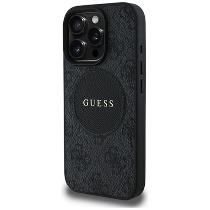 Husa MagSafe pentru Apple iPhone 16 Pro Max, Guess, 4G Circle Classic Logo, Neagra