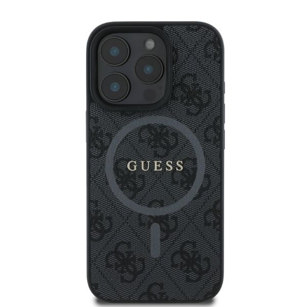 Husa MagSafe pentru Apple iPhone 16 Pro Max, Guess, 4G Ring Classic Logo, Neagra