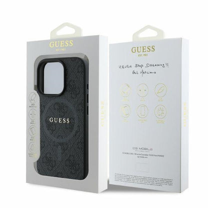 Husa MagSafe pentru Apple iPhone 16 Pro Max, Guess, 4G Ring Classic Logo, Neagra