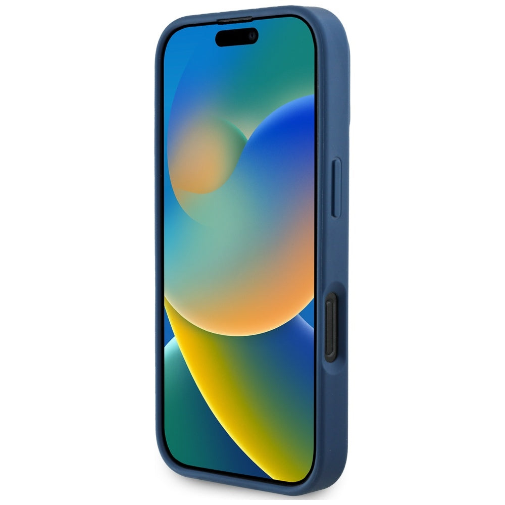 Husa MagSafe pentru Apple iPhone 16 Pro Max, Guess, Grained Flowers, Albastra