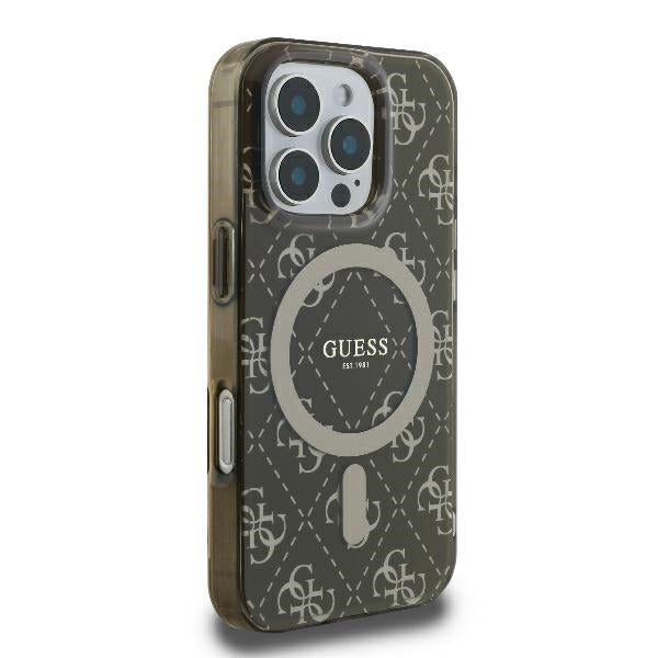 Husa MagSafe pentru Apple iPhone 16 Pro Max, Guess, IML 4G Background, Maro