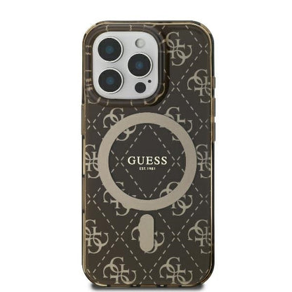 Husa MagSafe pentru Apple iPhone 16 Pro Max, Guess, IML 4G Background, Maro