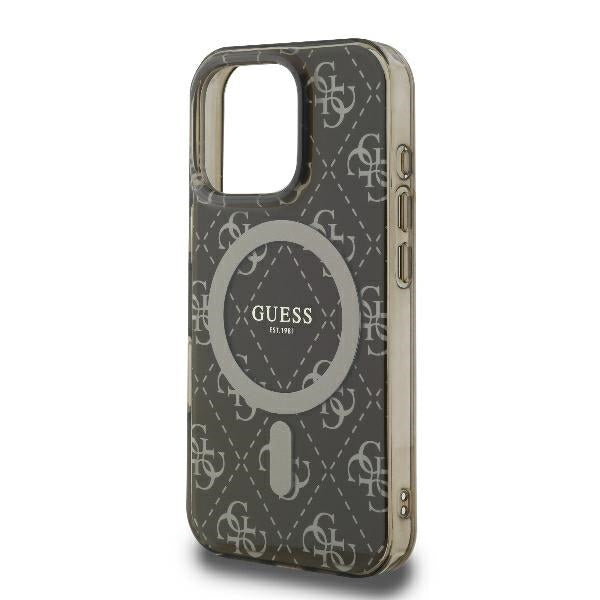 Husa MagSafe pentru Apple iPhone 16 Pro Max, Guess, IML 4G Background, Maro