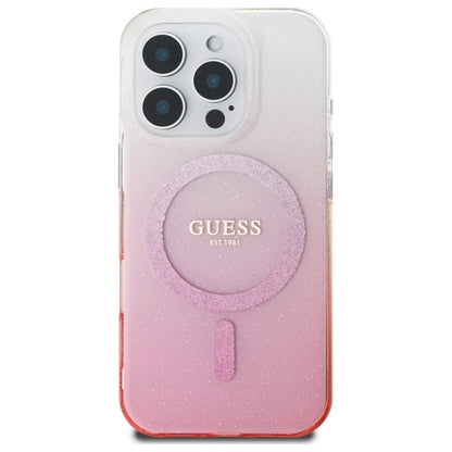 Husa MagSafe pentru Apple iPhone 16 Pro Max, Guess, IML Glitter Gradient, Roz