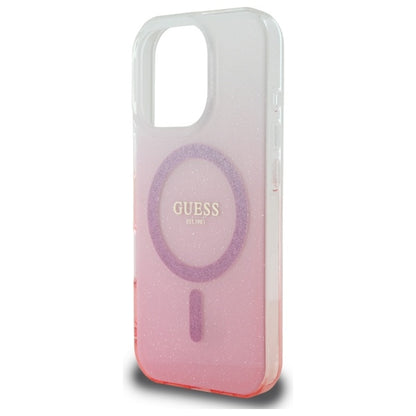 Husa MagSafe pentru Apple iPhone 16 Pro Max, Guess, IML Glitter Gradient, Roz