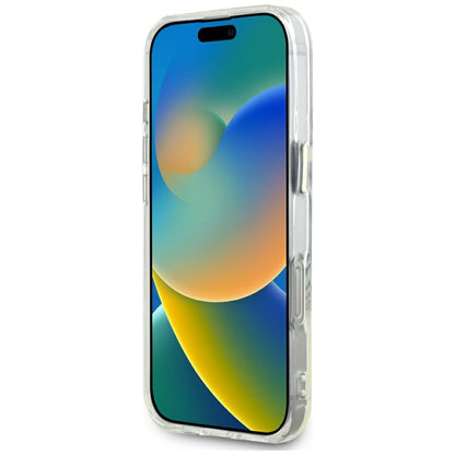 Husa MagSafe pentru Apple iPhone 16 Pro Max, Guess, IML Metal Colored Circle, Alba