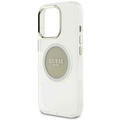 Husa MagSafe pentru Apple iPhone 16 Pro Max, Guess, IML Metal Colored Circle, Gri