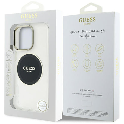 Husa MagSafe pentru Apple iPhone 16 Pro Max, Guess, IML Metal Colored Circle, Neagra