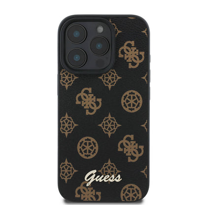 Husa MagSafe pentru Apple iPhone 16 Pro Max, Guess, Peony Script, Neagra