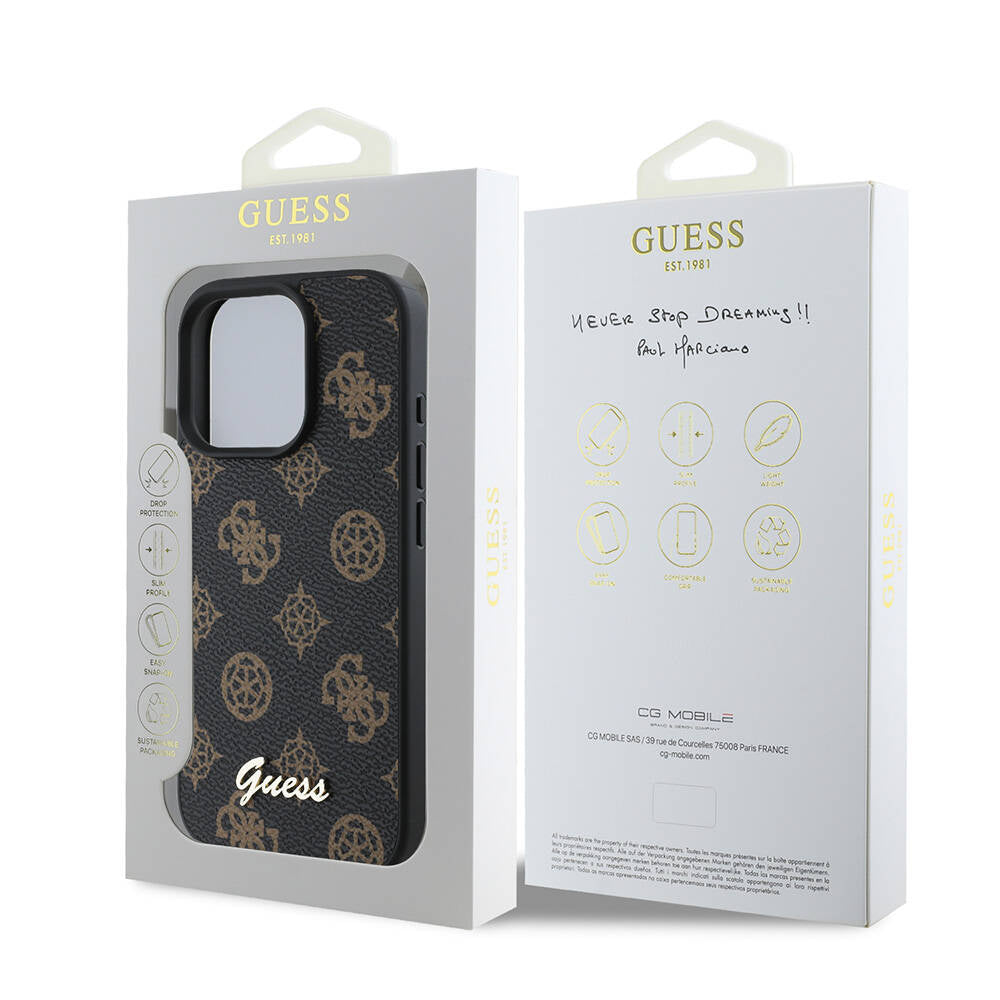 Husa MagSafe pentru Apple iPhone 16 Pro Max, Guess, Peony Script, Neagra
