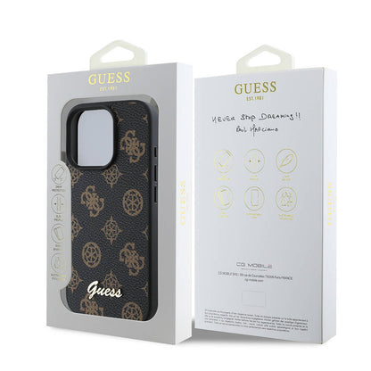 Husa MagSafe pentru Apple iPhone 16 Pro Max, Guess, Peony Script, Neagra