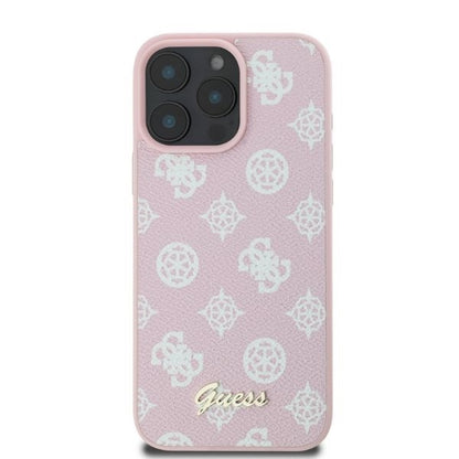 Husa MagSafe pentru Apple iPhone 16 Pro Max, Guess, Peony Script, Roz