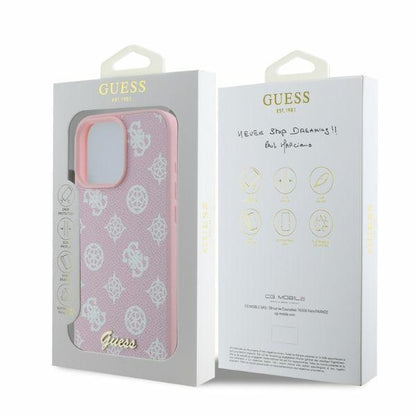 Husa MagSafe pentru Apple iPhone 16 Pro Max, Guess, Peony Script, Roz