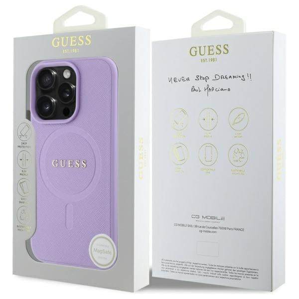 Husa MagSafe pentru Apple iPhone 16 Pro Max, Guess, Saffiano, Mov